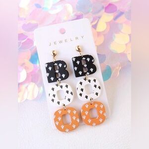 Black and Orange Letter Earrings